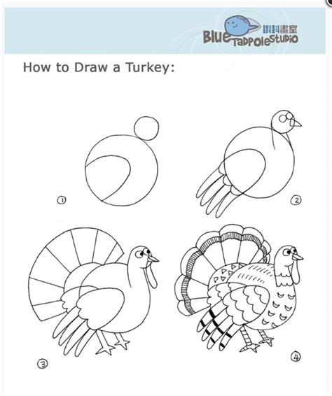 Easy The sketching To Draw A Thanksgiving Turkey Step By Step - EASY ...