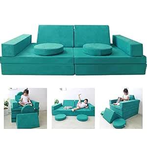 TEKAVO Double Set 10 Piece Soft Furniture Play Set Modular Micro Suede ...