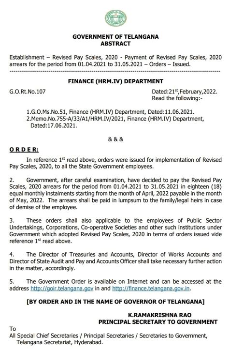 PRC arrears for the period from 01.04.2021 to 31.05.2021 GOMS NO 107 ...