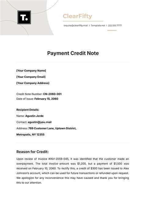 Free Credit Note Templates, Editable and Printable