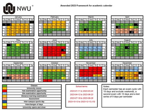 North-West University (NWU) Academic Year Calendar for 2023 » My Courses