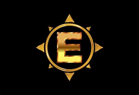 Początkowy alfabet litery E monogram w kompasie. Symbol znaku logo ...
