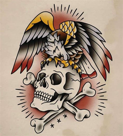 Skull and Eagle Tattoo Design | Tatuagem tradicional de mangas, Flash ...