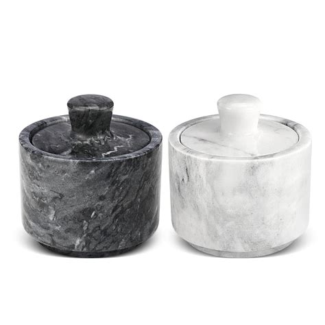 Flexzion Marble Salt Cellar with Lid, Multi-Purpose Marble Container ...