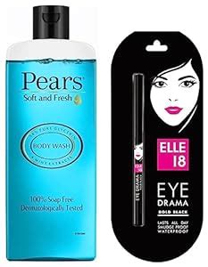 Buy Elle 18 Eye Drama Kajal Matte Finish, Bold Black, 0.35g and Pears ...