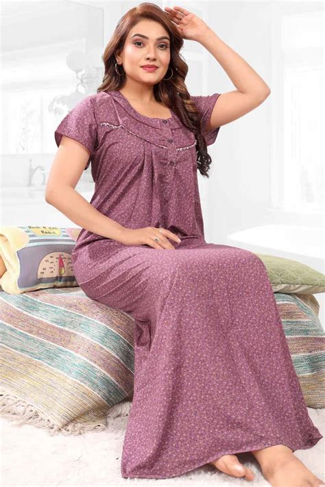 Naidu Hall Women’s Printed Pleated Nighty – Relax Fit Poly Viscose Ful