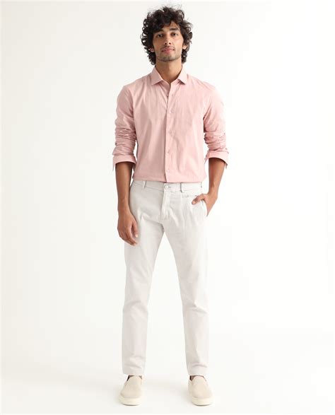 Rare Rabbit Men's Gazan Dusky Pink Cotton Striped Print Regular Fit Fu