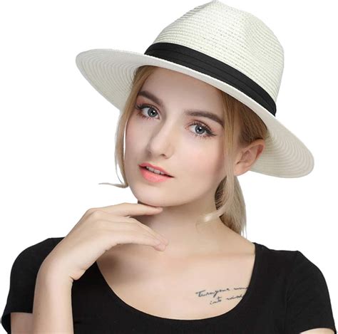 Buy Taylormia Womens UPF 50 Wide Brim Panama Straw Hat Foldable Fedora ...