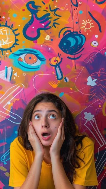 Arafed woman in yellow shirt with her hands on her face generative ai ...
