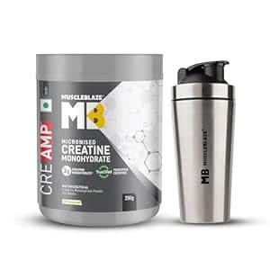 MuscleBlaze Micronised Creatine Monohydrate CreAMP Powder, Unflavoured ...