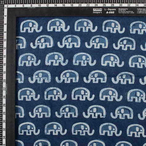 Softest Elephants Indigo Hand Block Print Fabric – Dmaasa