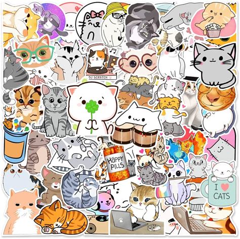 Cute Cat Stickers for Water Bottles, 50pcs India | Ubuy