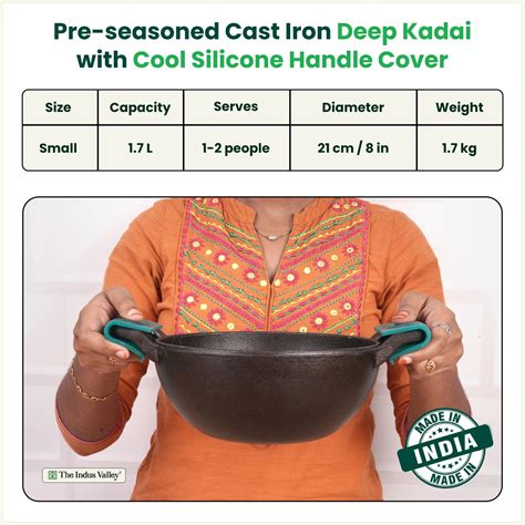 CASTrong Cast Iron Deep Kadai, Naturally Non-stick, Premium Quality, T ...