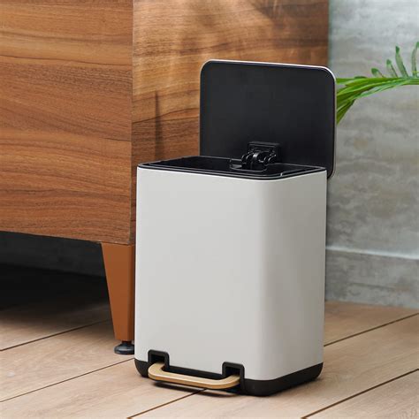 Pure Home and Living White Iron Pedal Rectangular Waste Bin with Lid ...