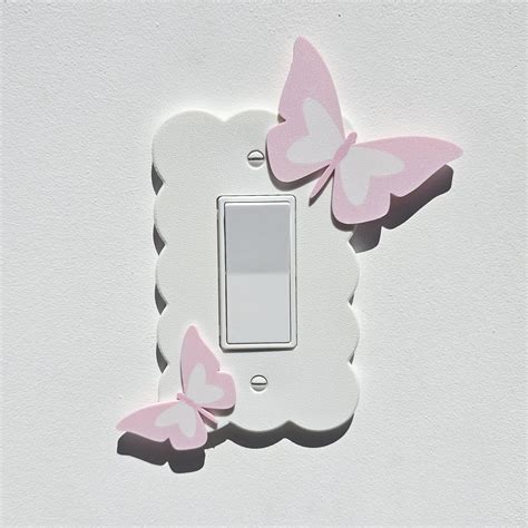 White Cloud Light Switch Cover Pastel Pink Butterfly Single Rocker ...