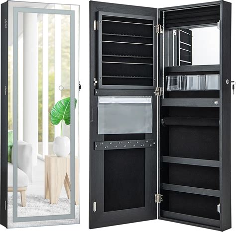 RELAX4LIFE Mirrored Jewellery Cabinet, Door/Wall Mounted Jewelry ...