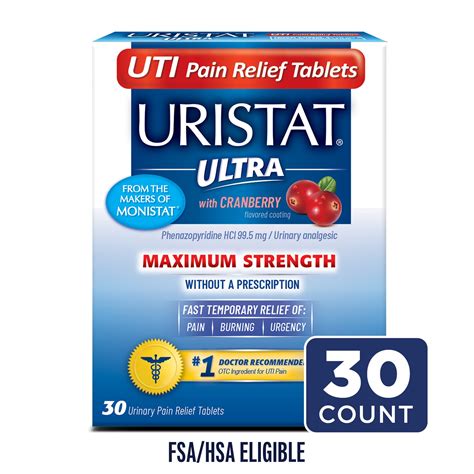 URISTAT Ultra UTI Pain Relief, Cranberry Flavored UTI Treatment Tablets, 30 Ct - Walmart.com