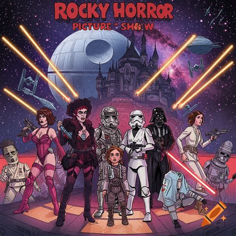 Mashup of Rocky Horror and Star Wars characters standing in front of ...