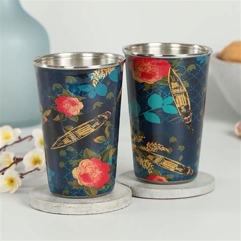 Buy INDIA CIRCUS Floral Lake Inception Tumbler - Set of 2 from India ...