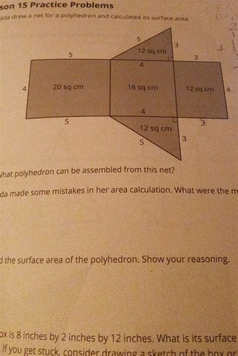Solved: son 15 Practice Problems ada drew a net for a polyhedron and ...