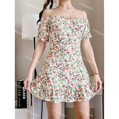EMILY Cotton Spandex Floral Casual Mini Dress Best Seller | Shopee ...