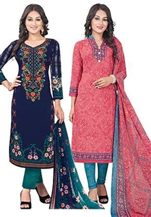 Buy Salwar Studio Women's Pack of 2 Synthetic Unstitched Salwar Suit ...