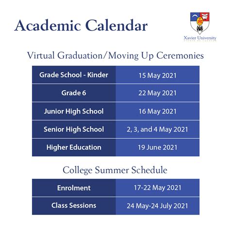 Academic Calendar... - Xavier University - Ateneo de Cagayan
