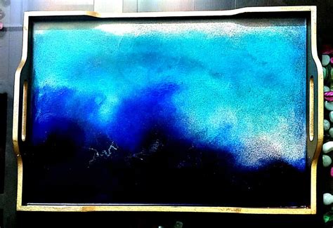 Wooden Epoxy Resin Tray, Multicolour, 41.5 x 29 x 5.25 cm : Amazon.in ...