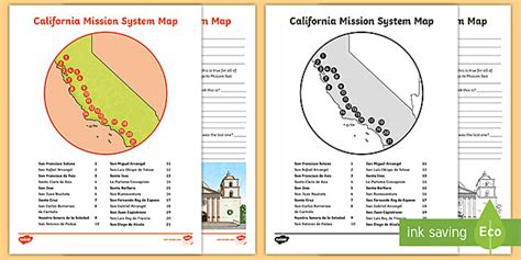 California Mission System Map Worksheet
