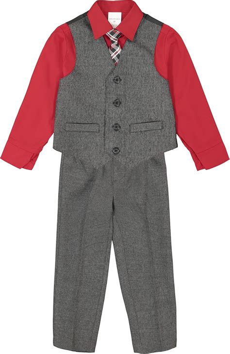 Buy Van Heusen Boys' 4-Piece Formal Suit Set, Vest, Pants, Collared ...