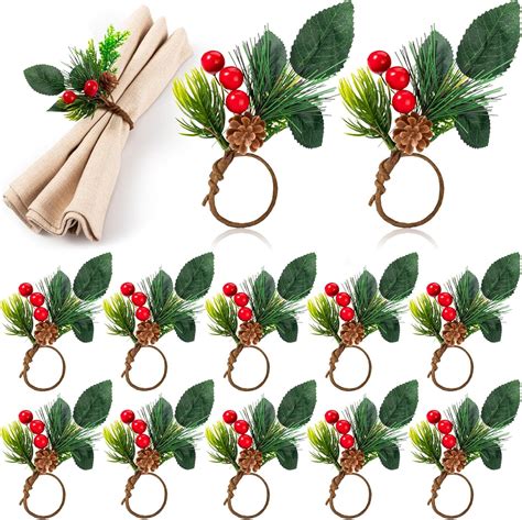 Amazon.com: Noverlife 12 Set Christmas Napkin Rings for Dining Table ...