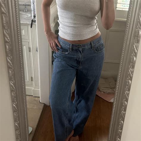 Low-mid rise dark wash blue jeans - Depop