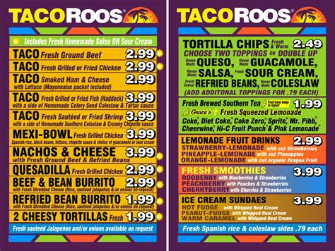 Taco Roos Menu