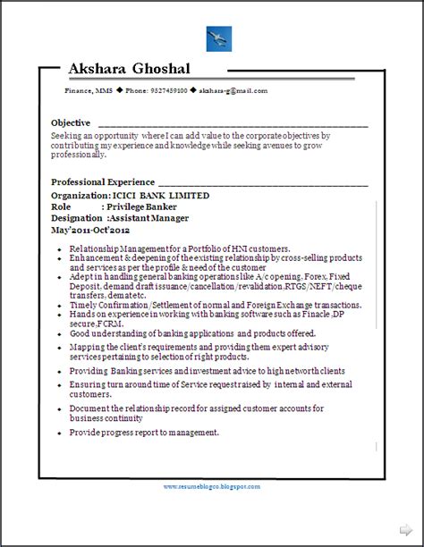 Better Resume Sample: MBA (FIN) & BE Having 6 years Good Experience in ...