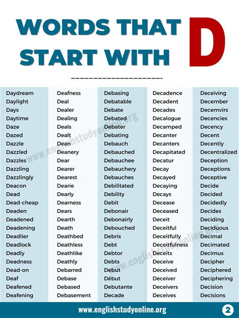 List Of Words That Start With D at Alfred Willeford blog