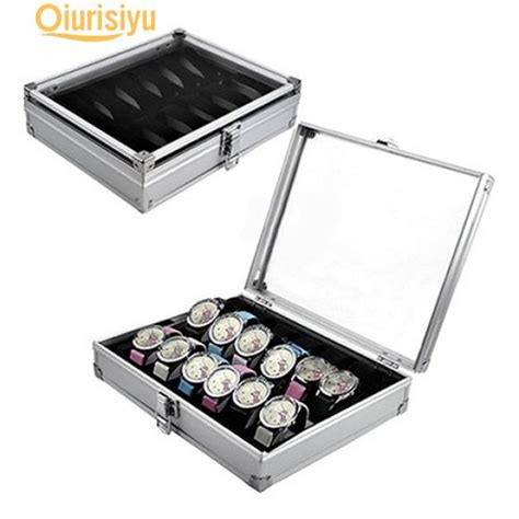 6/12 Grid Slots Jewelry Watches Aluminium Alloy Display Storage Box ...