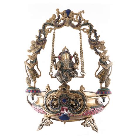 Brass Urli with Swing Ganesh - Rani Ars & Teak – RANI ARTS & TEAK