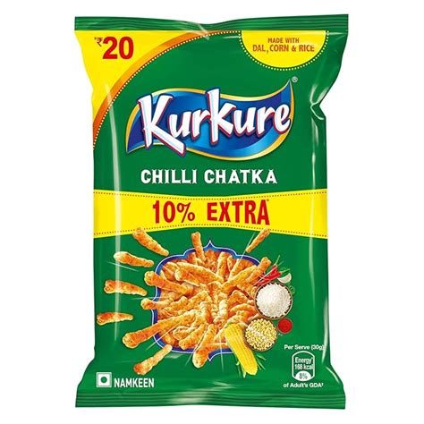 Kurkure Namkeen Chips, Chilli Chatka Flavour, Crispy Spicy Chips ...