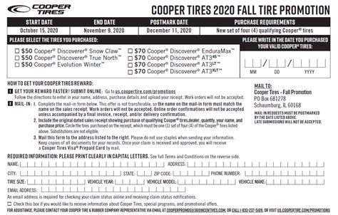 Cooper Tires Rebate Printable Form - Printable Forms Free Online