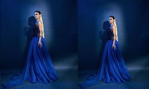 Mouni Roy dazzles in blue gown with black embellishments