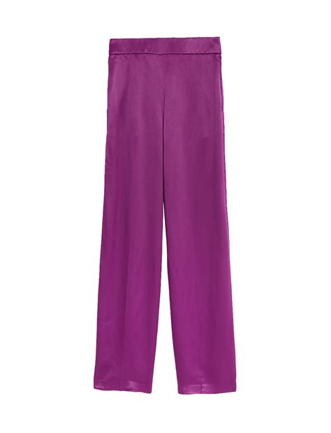 Buy Satin Elasticated Waist Wide Leg Trousers at Marks & Spencer