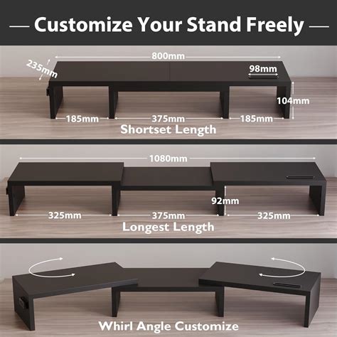 BONTEC Wooden Monitor Stand Dual Monitor Stand Riser India | Ubuy