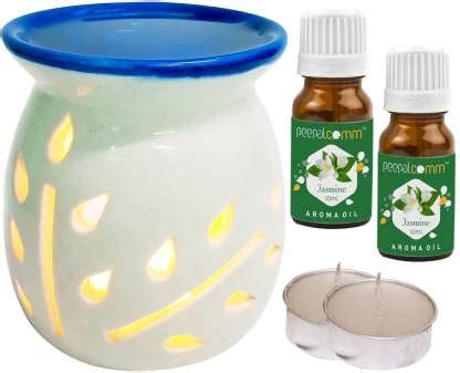 PeepalComm Air Freshner Blue Top Ceremic Oil Burner Diffuser with 2 ...