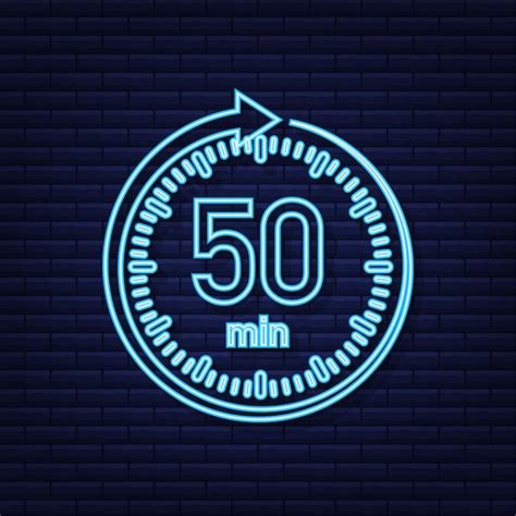 O ícone de néon do vetor de cronômetro de 50 minutos Ícone do ...