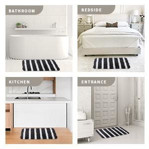 Buy MINISO Striped Bathroom Rug (Teal, Polyester, 60 x 40 cm) Online at ...