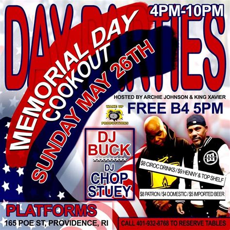 SUNDAY DAY PARTIES, MEMORIAL DAY COOKOUT , Platforms Dance Club ...