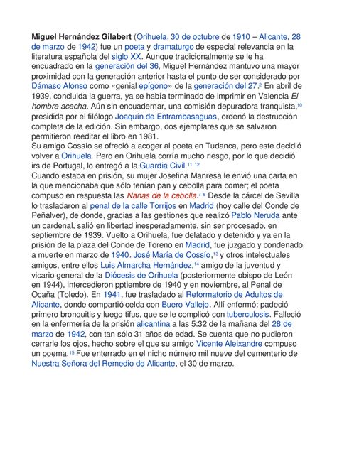 Miguel Hernández Gilabert: La Vida y Muerte de un Poeta y Dramaturgo ...