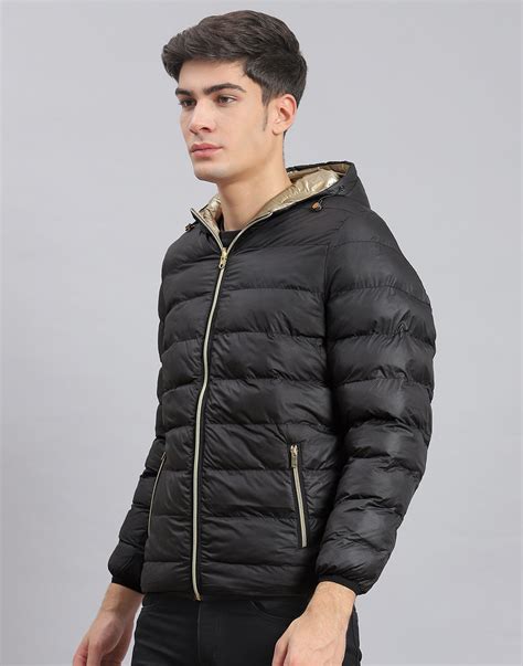 Buy Men Black Solid Hooded Full Sleeve Jacket Online in India - Monte Carlo