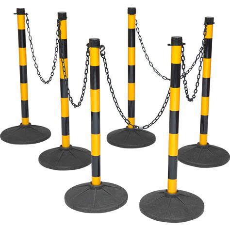 Buy Post and Chain Link Barriers, Yellow & Black Plastic Free Standing ...