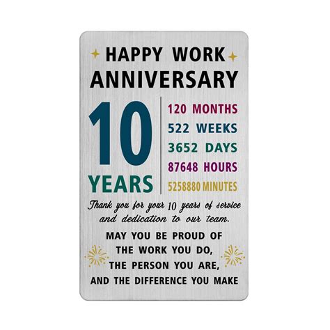 Buy Richesele 10 Year Work Anniversary Card - 10th Work Anniversary ...